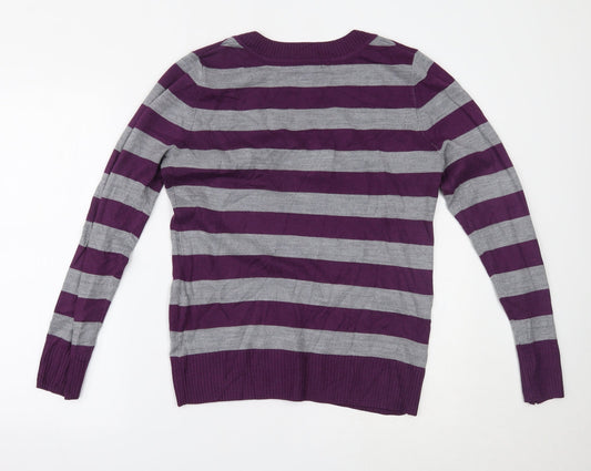 H&M Mens Purple Striped  Pullover Jumper Size M