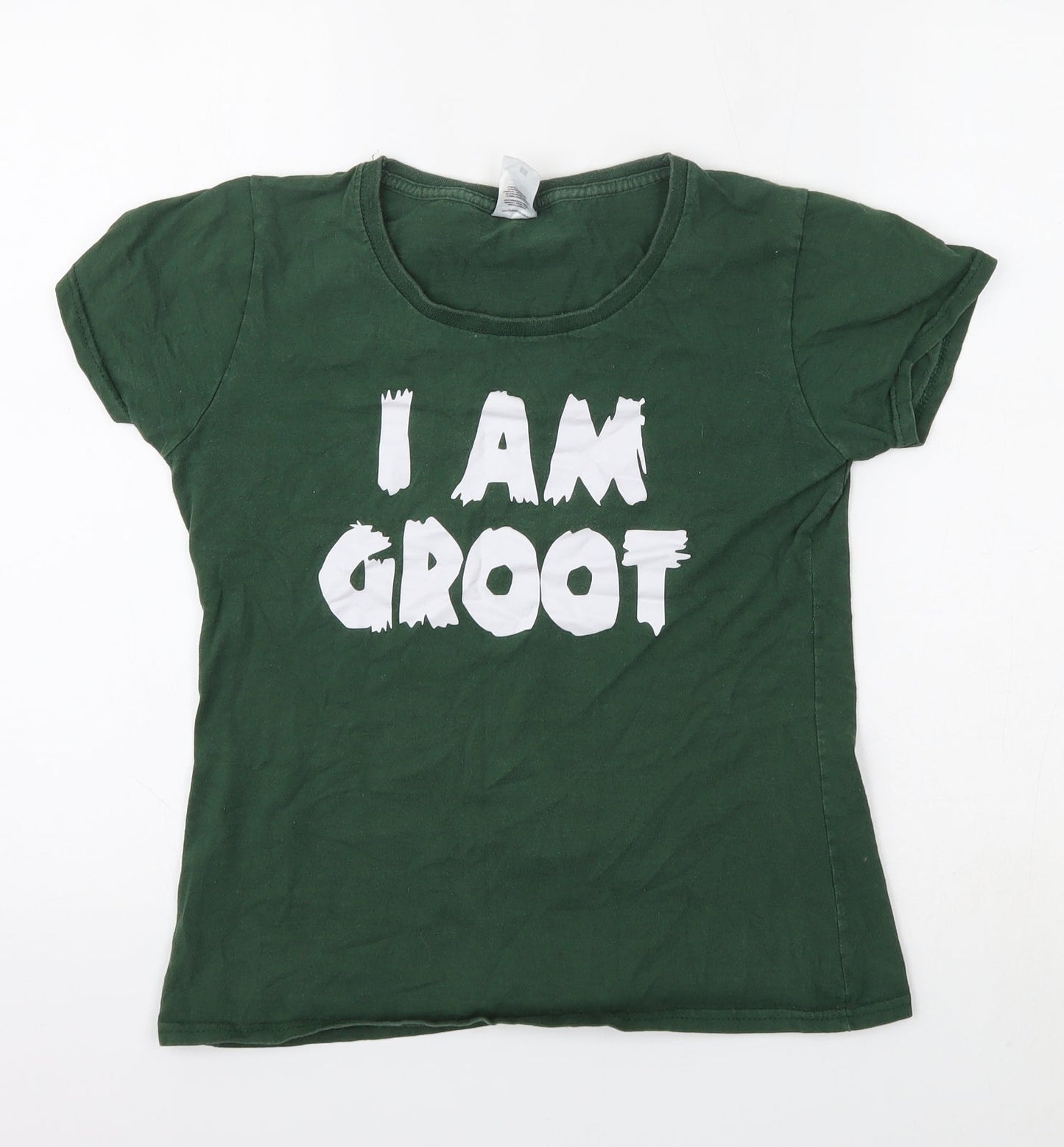 Womens UK Size S Fruit of the Loom Green Basic T-Shirt