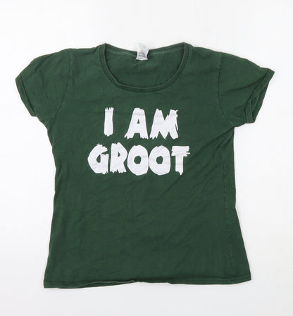 Womens UK Size S Fruit of the Loom Green Basic T-Shirt