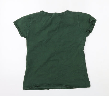 Womens UK Size S Fruit of the Loom Green Basic T-Shirt