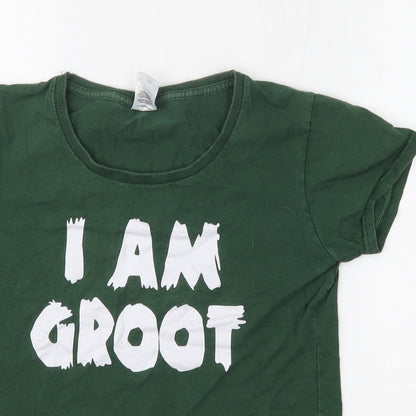 Womens UK Size S Fruit of the Loom Green Basic T-Shirt