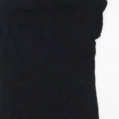 Womens UK Size S Gildan Black Basic T-Shirt