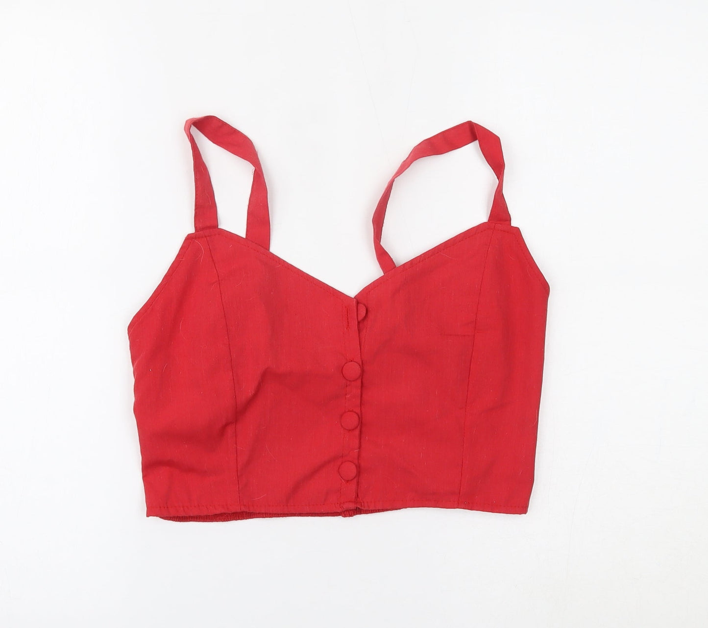 Womens UK Size L Preworn Red Cropped Blouse