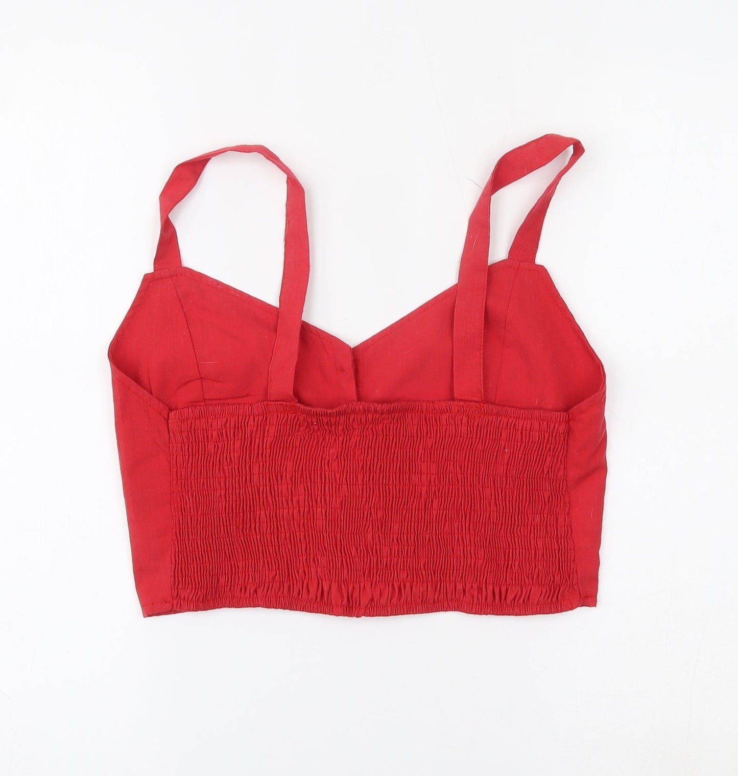 Womens UK Size L Preworn Red Cropped Blouse
