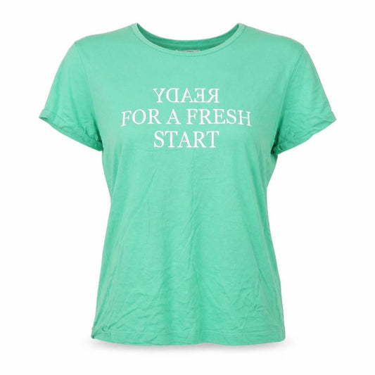 Front view of Pull&Bear women’s green basic t-shirt, size L
