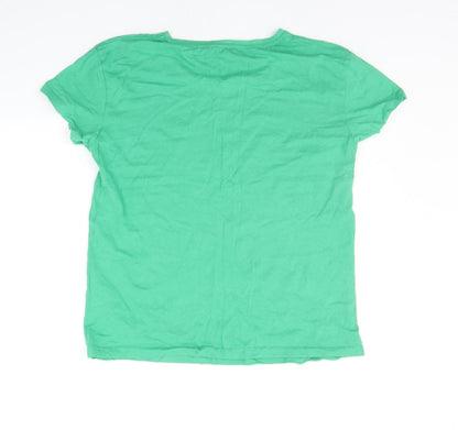 Womens UK Size L Pull&Bear Green Basic T-Shirt