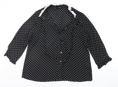 Zara Womens Black Polka Dot  Basic Button-Up Size S