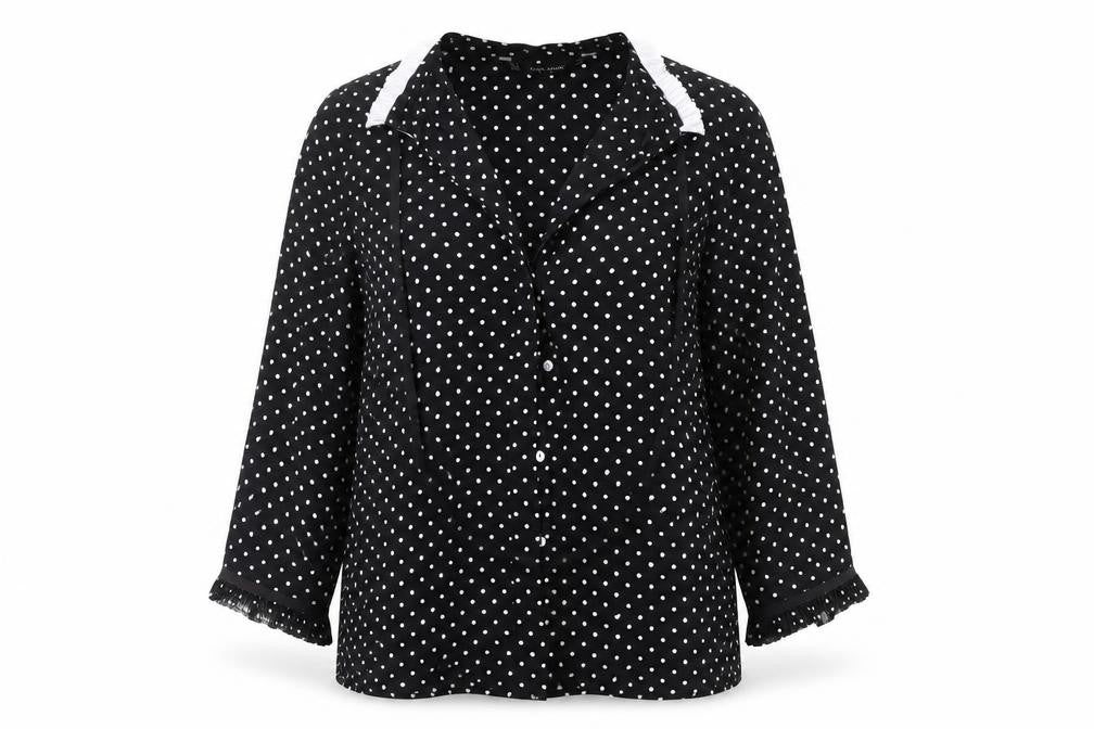 Zara Womens Black Polka Dot  Basic Button-Up Size S