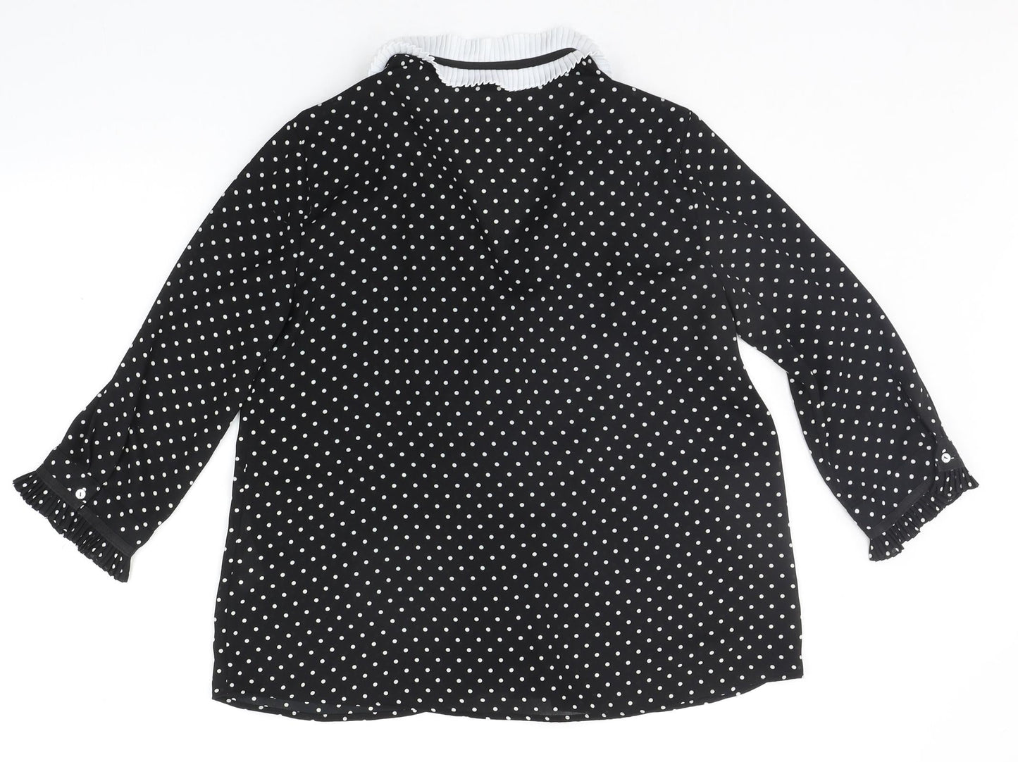 Zara Womens Black Polka Dot  Basic Button-Up Size S