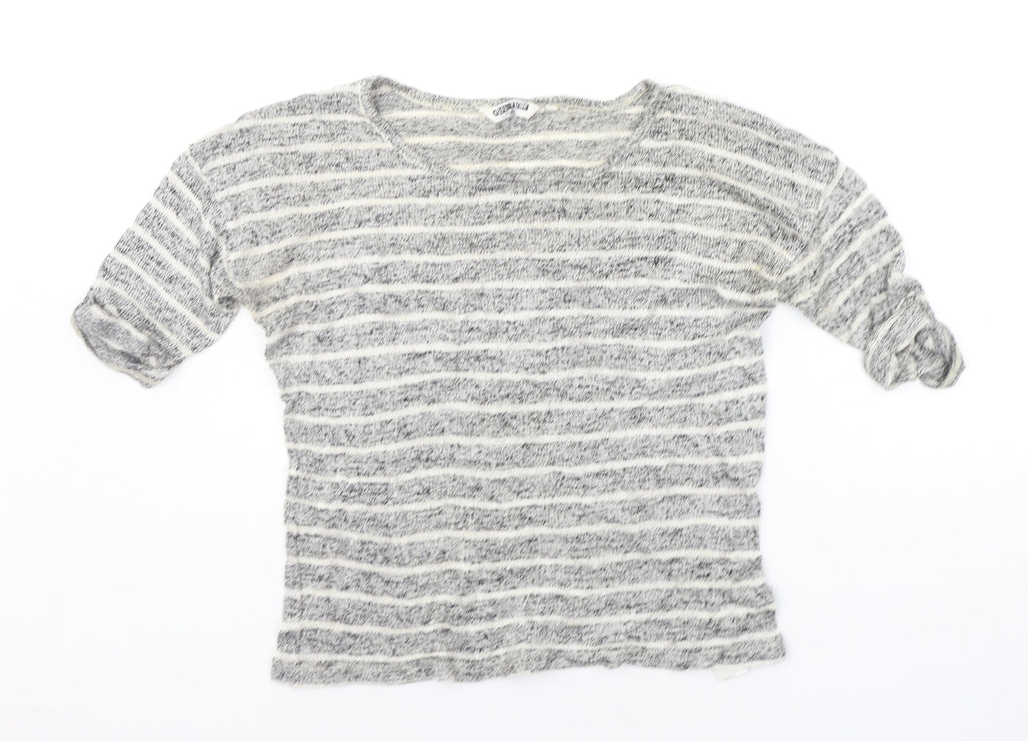 New Look Girls Grey Striped  Basic T-Shirt Size 14-15 Years