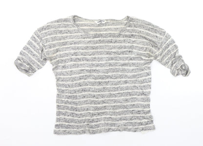 New Look Girls Grey Striped  Basic T-Shirt Size 14-15 Years