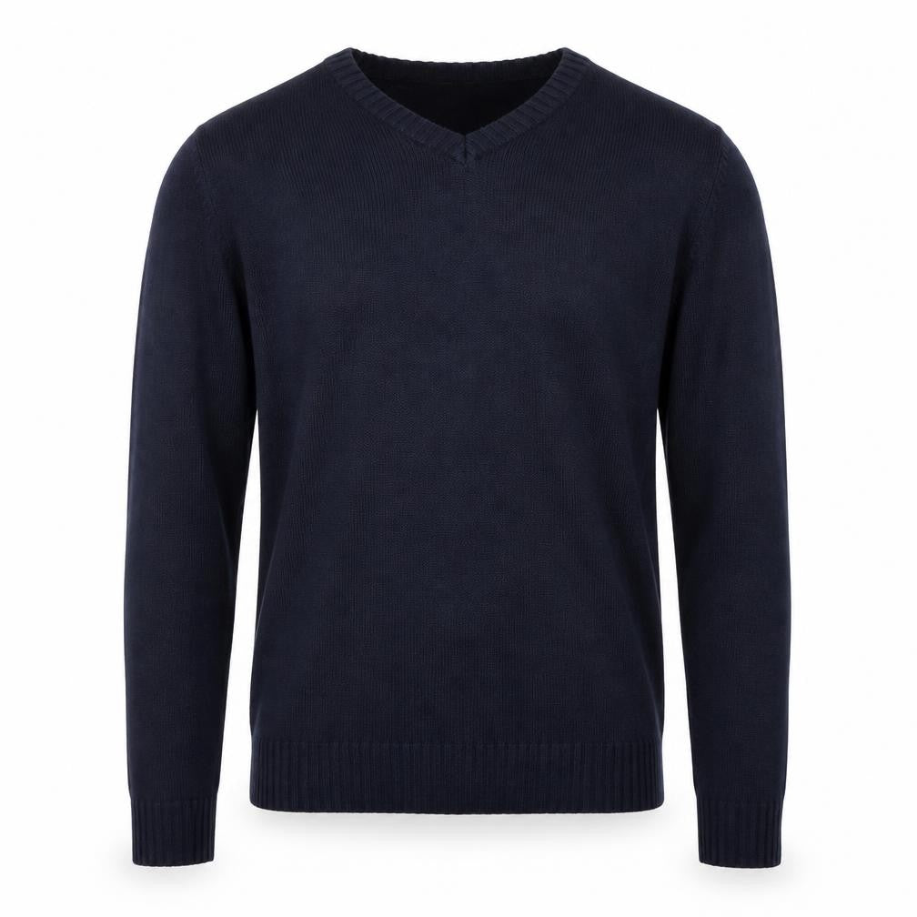 Front view of D&H men’s blue jumper, size S