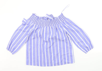 Primark Womens Blue Striped  Basic Blouse Size 10
