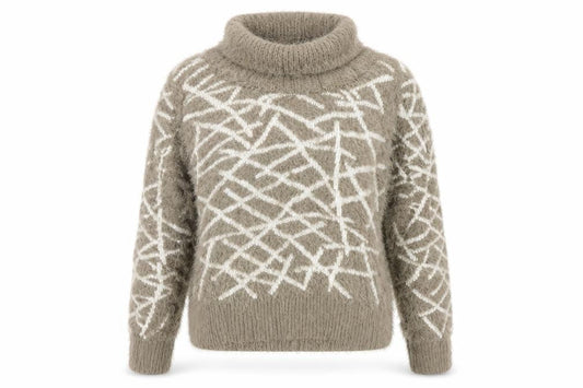 Front view of Alexandra women’s brown geometric jumper, size XL