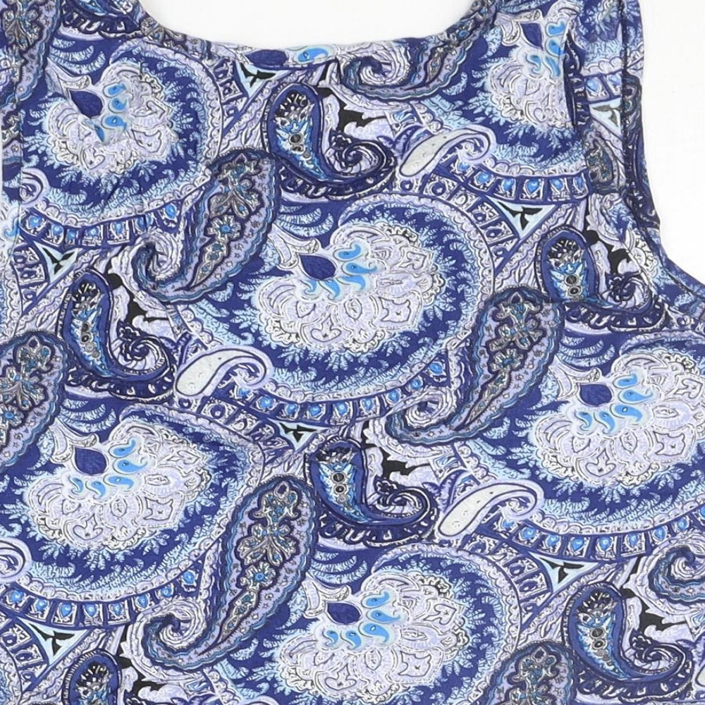 Select Womens Blue Geometric  Basic Tank Size 8