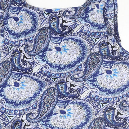 Select Womens Blue Geometric  Basic Tank Size 8