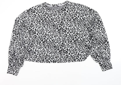 George Womens Black Animal Print  Pullover Jumper Size L