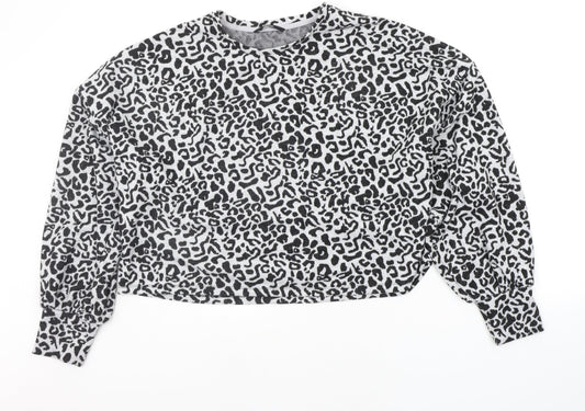 George Womens Black Animal Print  Pullover Jumper Size L