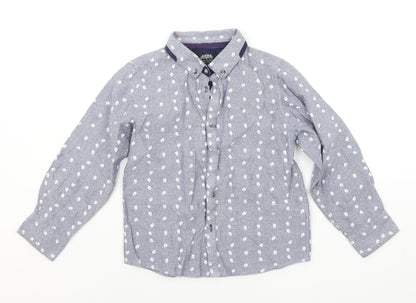 Matalan Boys Grey Geometric  Basic Button-Up Size 3-4 Years  - SKULLS
