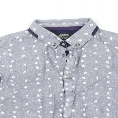 Matalan Boys Grey Geometric  Basic Button-Up Size 3-4 Years  - SKULLS