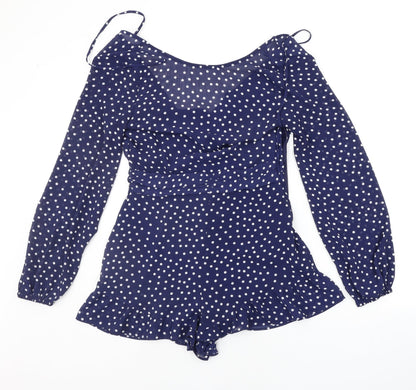 Divided Womens Blue Polka Dot  Jumpsuit One-Piece Size 10