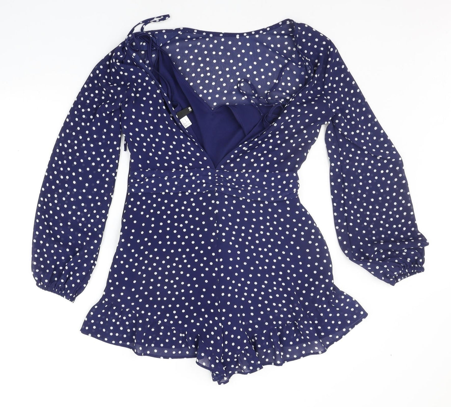 Divided Womens Blue Polka Dot  Jumpsuit One-Piece Size 10