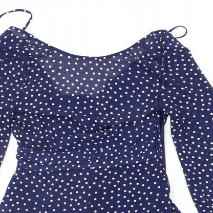 Divided Womens Blue Polka Dot  Jumpsuit One-Piece Size 10