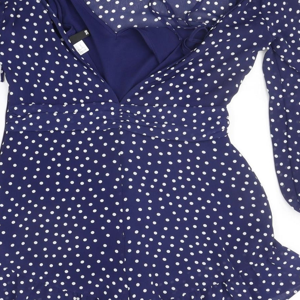 Divided Womens Blue Polka Dot  Jumpsuit One-Piece Size 10
