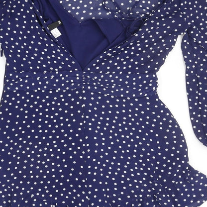 Divided Womens Blue Polka Dot  Jumpsuit One-Piece Size 10