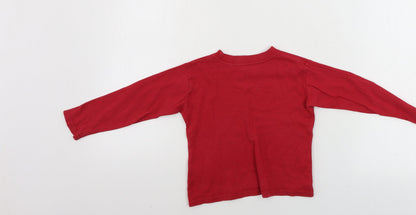 Back view of Preworn boys’ red basic t-shirt, size 2, years