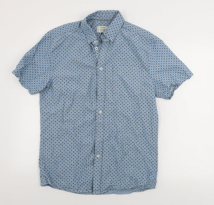 George  Mens Blue Polka Dot   Button-Up Size S