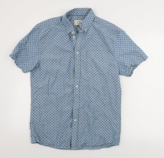 George  Mens Blue Polka Dot   Button-Up Size S
