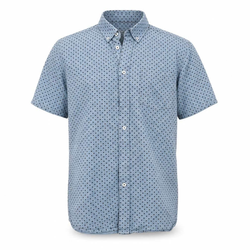 Mens UK Size S George Blue  Button-Up Short Sleeve Casual Shirt