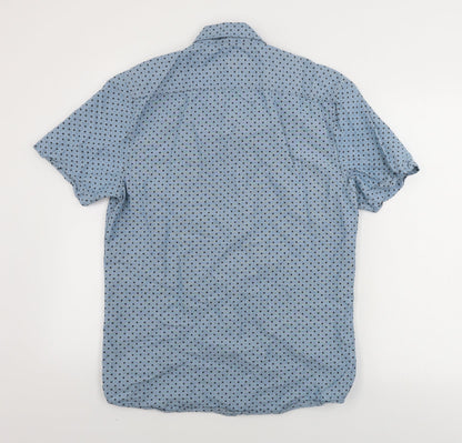 George  Mens Blue Polka Dot   Button-Up Size S