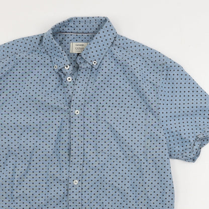 George  Mens Blue Polka Dot   Button-Up Size S