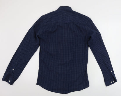 Mens UK Size XS Cedar Wood State Blue  Button-Up Long Sleeve Casual Shirt