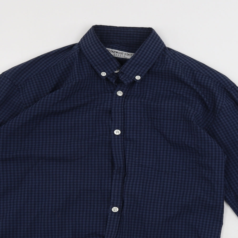 Mens UK Size XS Cedar Wood State Blue  Button-Up Long Sleeve Casual Shirt