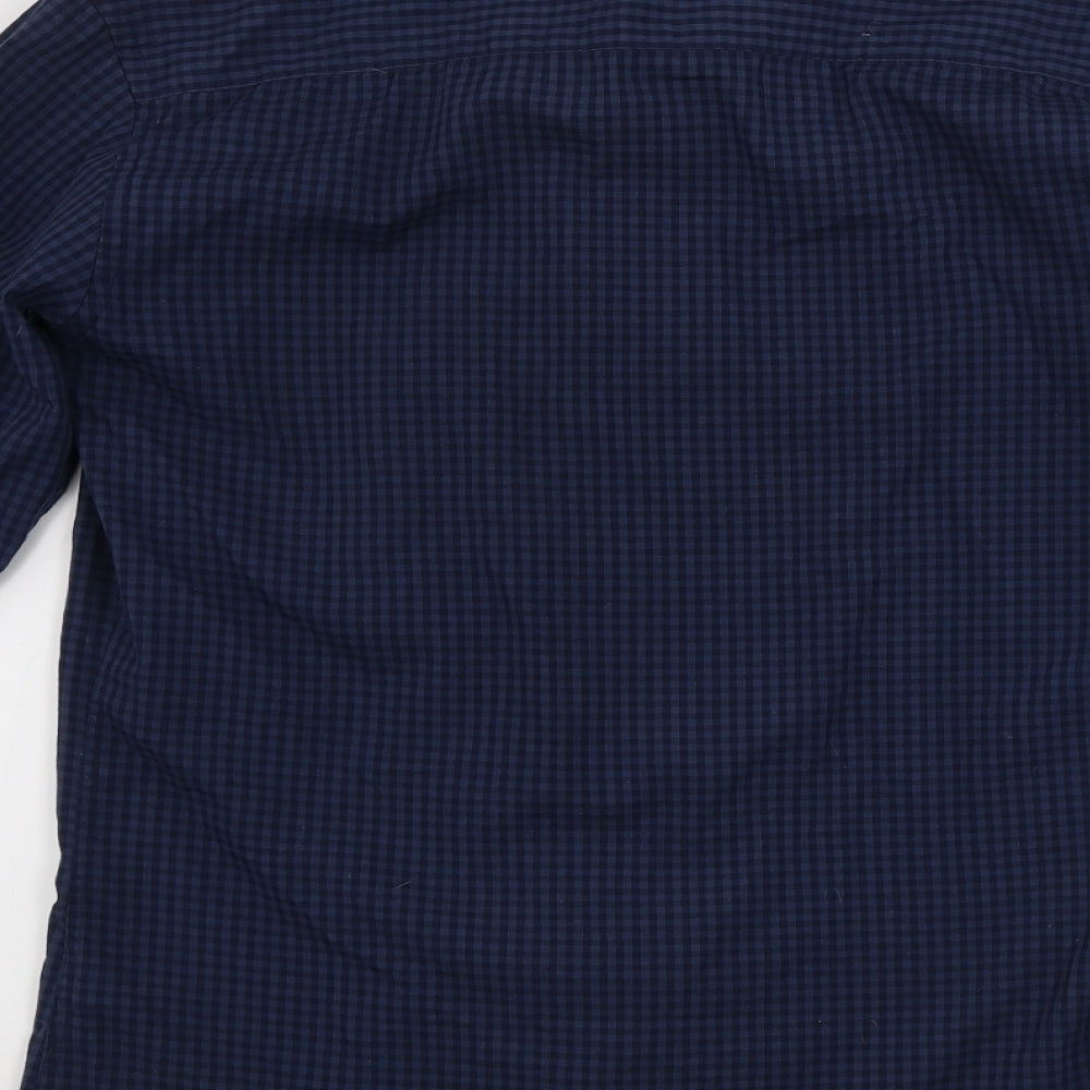 Mens UK Size XS Cedar Wood State Blue  Button-Up Long Sleeve Casual Shirt