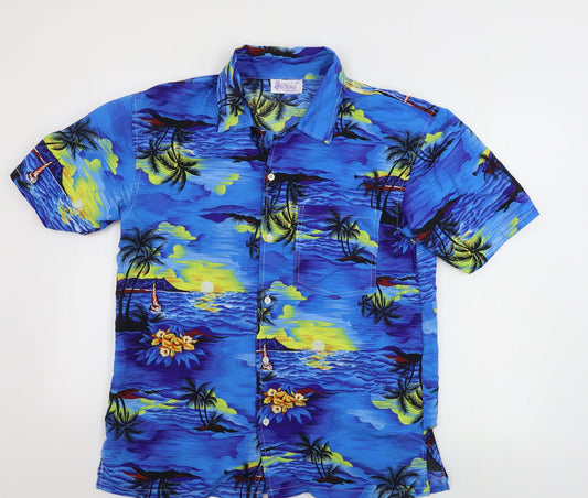 Wicked Costumes  Mens Blue    Button-Up Size S