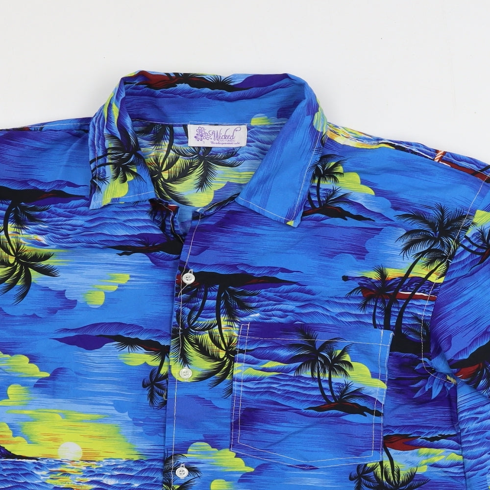 Wicked Costumes  Mens Blue    Button-Up Size S