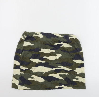 H&M  Womens Green Camouflage  A-Line Skirt Size S