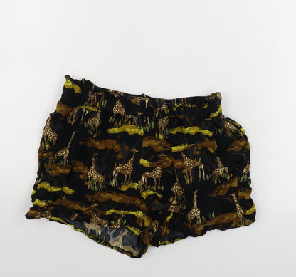 Primark  Womens Black Animal Print  Sweat Shorts Size 8