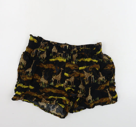 Primark  Womens Black Animal Print  Sweat Shorts Size 8
