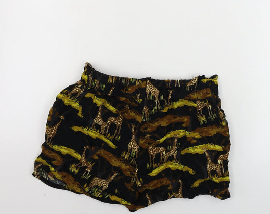 Primark  Womens Black Animal Print  Sweat Shorts Size 8