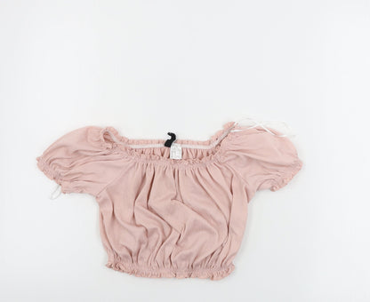 H&M Womens Pink   Cropped T-Shirt Size XS