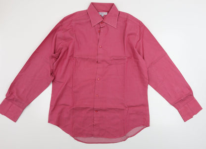 Mens UK Size 15.5 cotton doux Pink  Button-Up Long Sleeve Casual Shirt