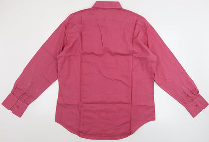 Mens UK Size 15.5 cotton doux Pink  Button-Up Long Sleeve Casual Shirt