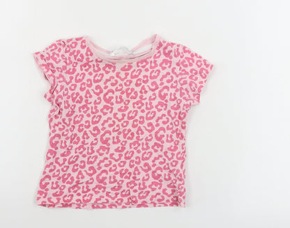 Pep&co      Girls Pink Animal Print  Basic T-Shirt Size 2-3 Years