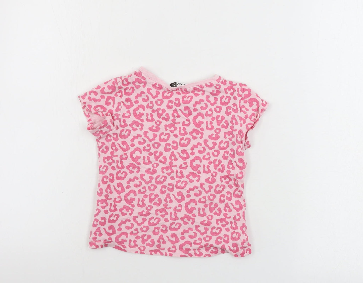 Pep&co      Girls Pink Animal Print  Basic T-Shirt Size 2-3 Years