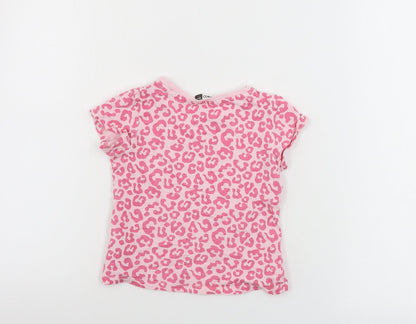 Pep&co      Girls Pink Animal Print  Basic T-Shirt Size 2-3 Years